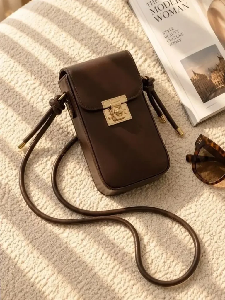 Women's lock closure passport crossbody bag with adjustable strap available in four colors