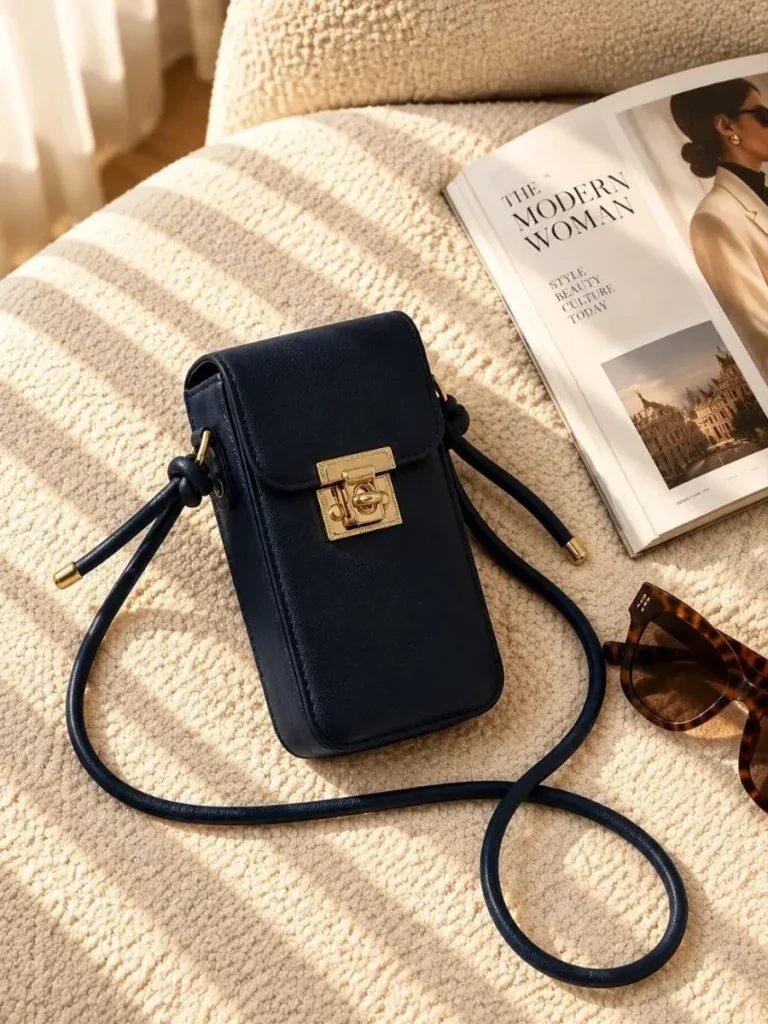 Women's lock closure passport crossbody bag with adjustable strap available in four colors